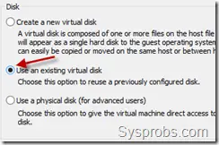 existing disk option