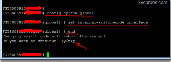 Switch mode to interface mode in CLI