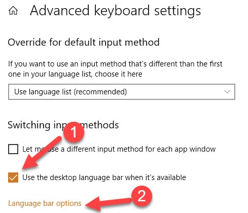 Advanced Keyboard Settings In Windows 10