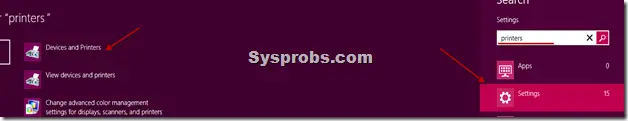 find printers in widows 8