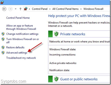 Firewall advanced settings Firewall advanced settings