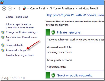 Firewall advanced settings