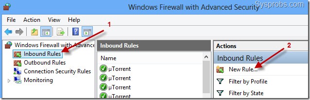 new inbound rule