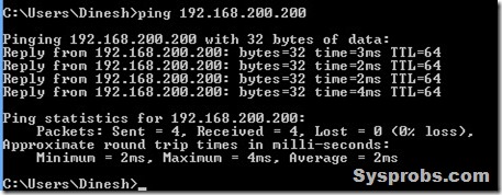 ping IP address of printer