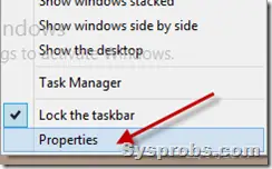 Task bar Properties