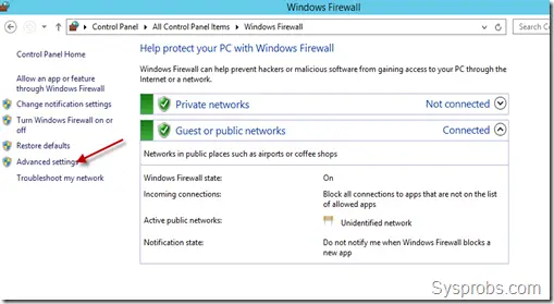 Firewall advanced settings