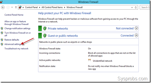 Firewall advanced settings