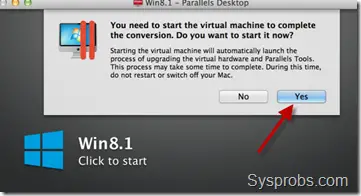 Start Widows 8.1 VM in Mac OS X