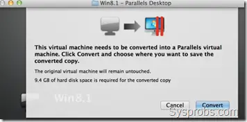 required space for VDI to Parallels