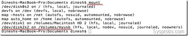 Mount command to see USB