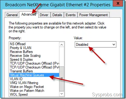 Disable VMQ on Windows 2012 R2 Server