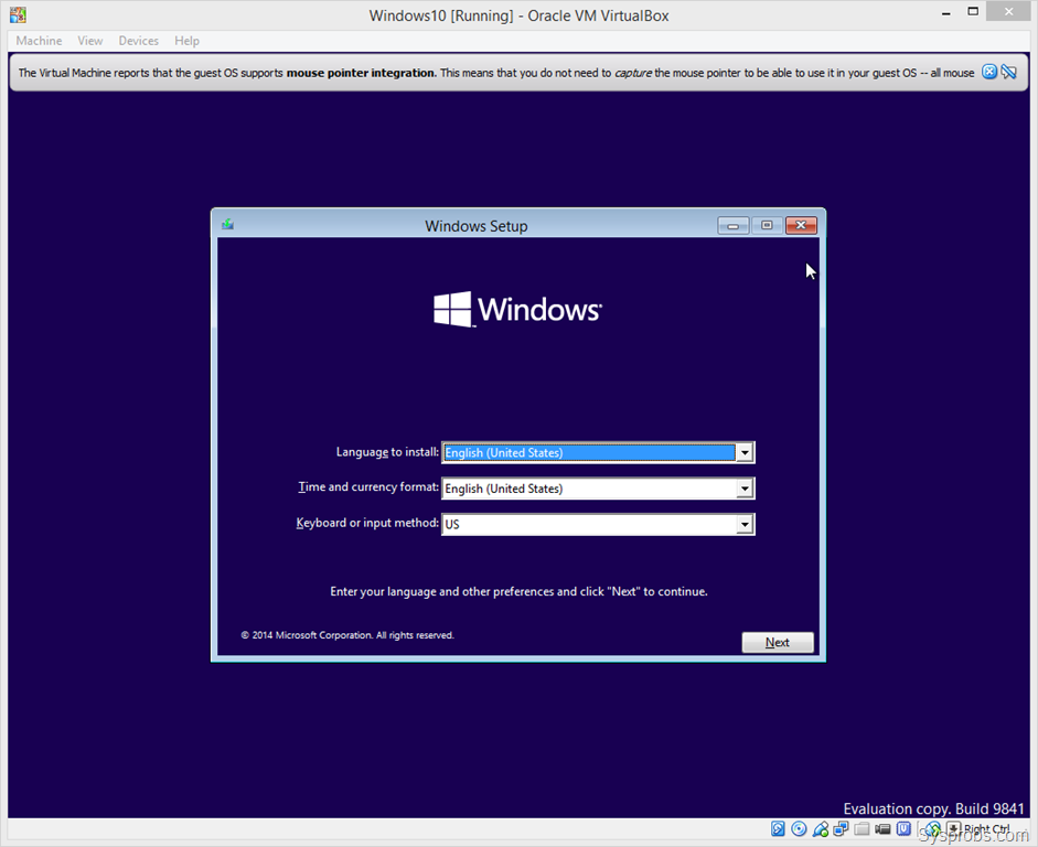 install windows 10 virtualbox