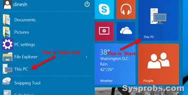 start list in Windows 10