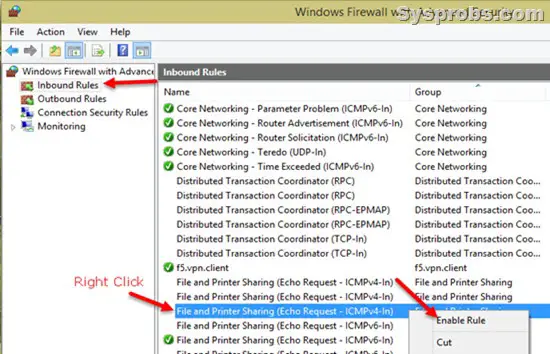 Enable Echo Request ping reply in Windows