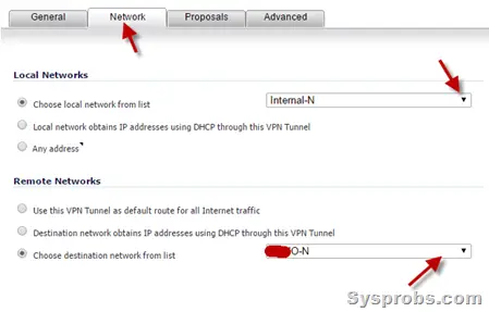 Network settings in VPN