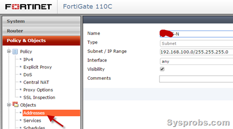 network object in Fortigate