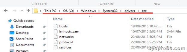 host file location in windows 10