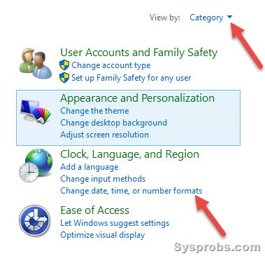 Open time format settings