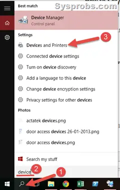 search printers on Windows 10