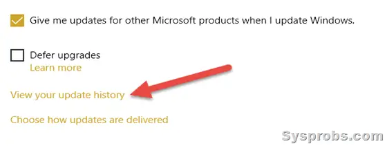 View update history on Windows OS