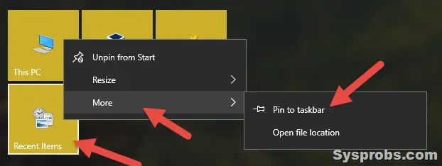 Pin to start menu