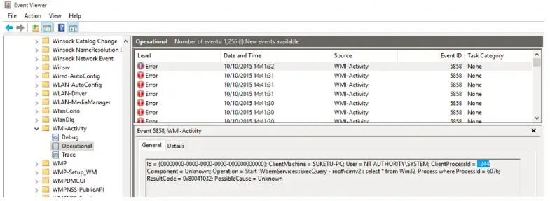 wmi provider host event viewer