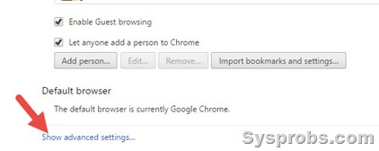 advanced settings - chrome clear history on exit
