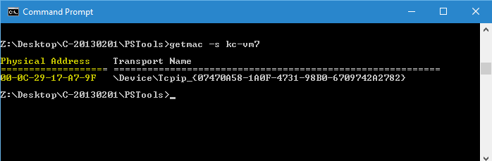 getmac command in Windows 11