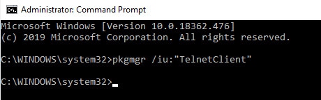 Enable Telnet by Command Prompt