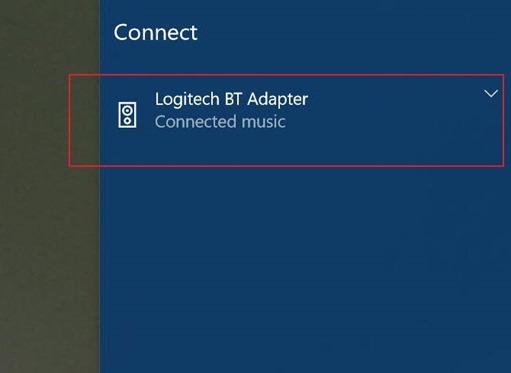 From quick connect in Windows 10