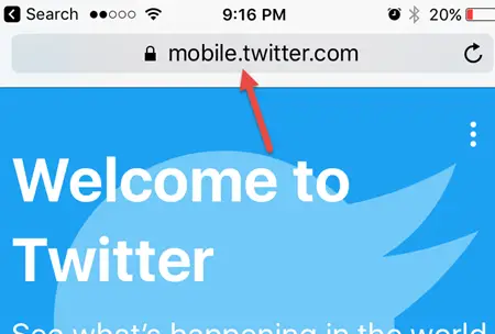 Mobile URL of Twitter