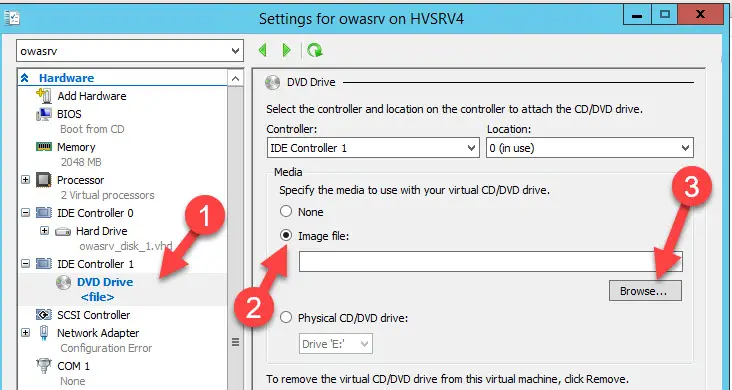 Browse ISO File In Hyper V