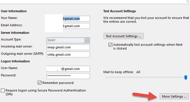 Imap Settings Gmail 1 - Setup Gmail in Outlook 2016