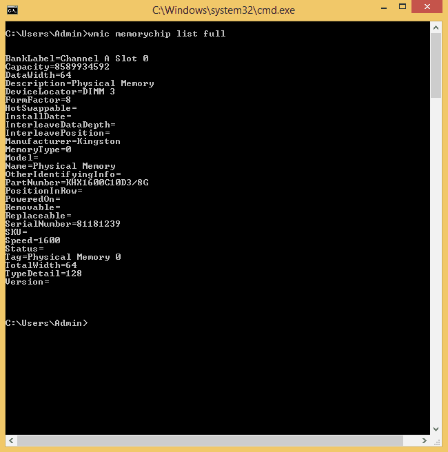 RAM Info Through WMIC