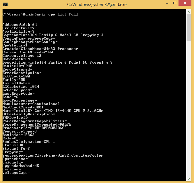 System Info from WMIC 