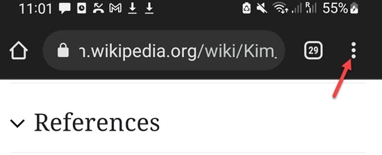 Settings In Android Chrome