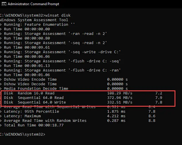 My C Drive SSD Speed