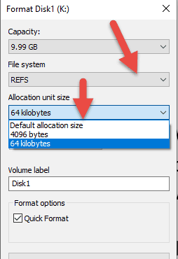 Select And Format In ReFS