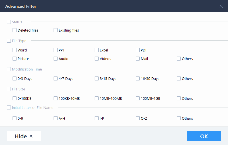 More Filtering Options