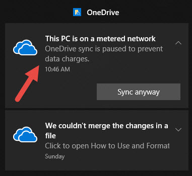 OneDrive Warning