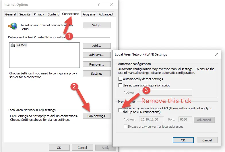 Proxy Settings - 192.168.1.1 is Not opening