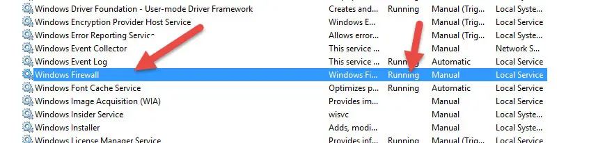 Running Windows Firewall