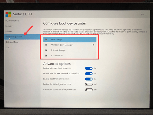 Surface Pro boot from USB
