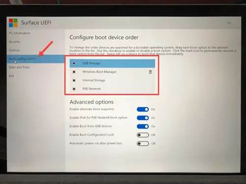 Surface Pro boot from USB