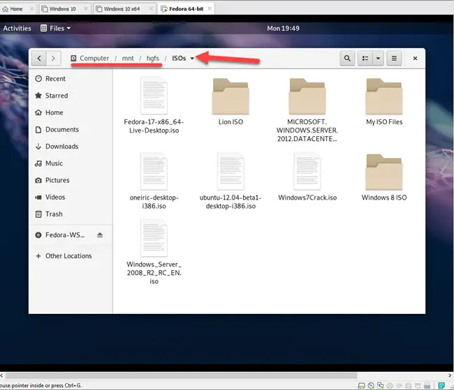Working Shared Folders Fedora 30