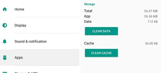 Android Clear Cache Option