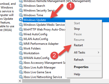Restart Windows Update Service