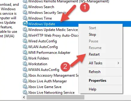 Restart Windows Update Service