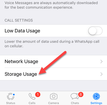 Storage Usage Of Whatsapp In IPhone