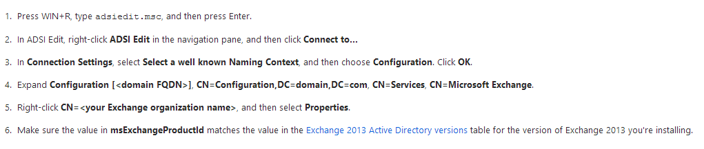 Exchange 2013 Schema Version